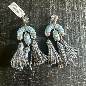 Kendra Scott Masie Statement Earrings in Silver and Blue Mix
